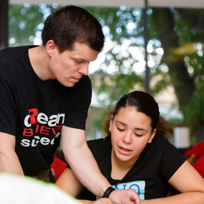 students having a conversation